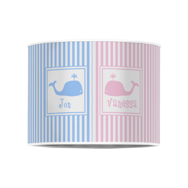 Striped w/ Whales 8" Drum Lampshade - FRONT (Poly Film)