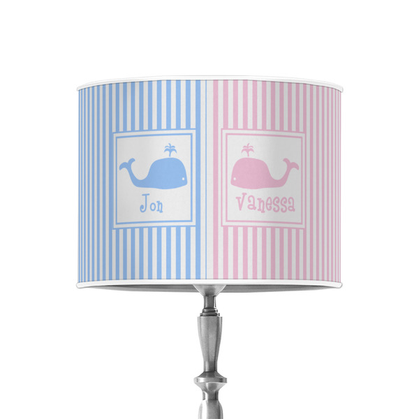 Custom Striped w/ Whales 8" Drum Lamp Shade - Poly-film (Personalized)