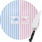 Striped w/ Whales Round Glass Cutting Board - Small (Personalized)