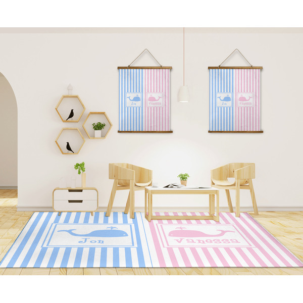 Striped w/ Whales 8'x10' Indoor Area Rugs - IN CONTEXT