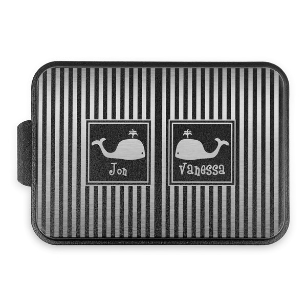 Striped w/ Whales Aluminum Baking Pan - Black Lid - FRONT