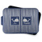 Striped w/ Whales Aluminum Baking Pan - Navy Lid - FRONT w/lid off
