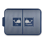 Striped w/ Whales Aluminum Baking Pan with Navy Lid (Personalized)
