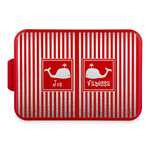 Striped w/ Whales Aluminum Baking Pan with Red Lid (Personalized)