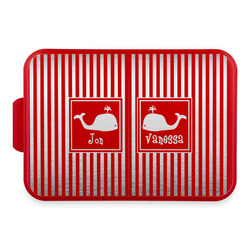 Striped w/ Whales Aluminum Baking Pan with Red Lid (Personalized)