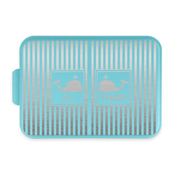 Striped w/ Whales Aluminum Baking Pan with Teal Lid (Personalized)