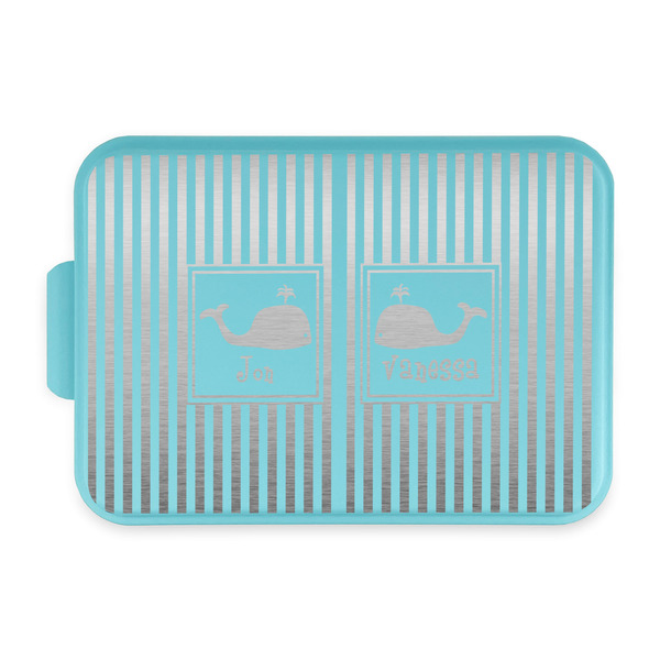 Custom Striped w/ Whales Aluminum Baking Pan with Teal Lid (Personalized)