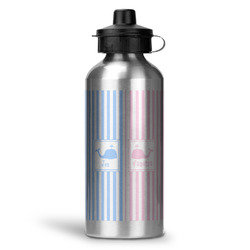 Striped w/ Whales Water Bottle - Aluminum - 20 oz (Personalized)