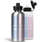 Striped w/ Whales Aluminum Water Bottles - MAIN (white &silver)