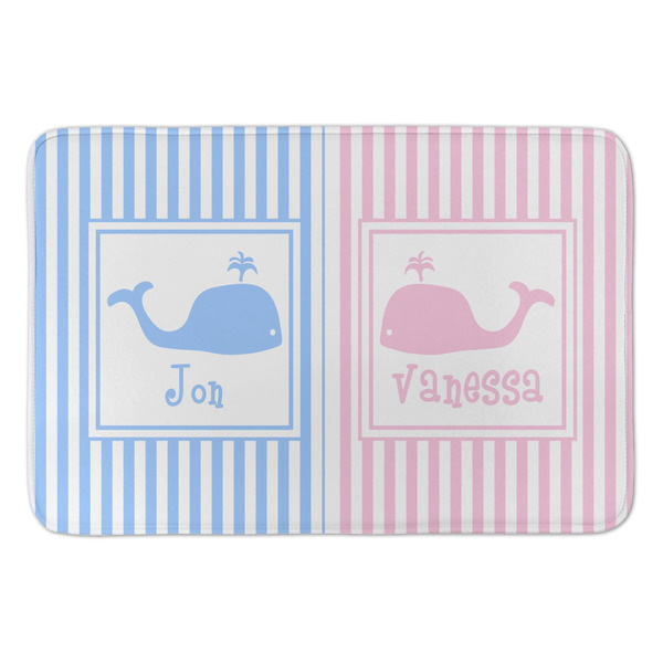 Custom Striped w/ Whales Anti-Fatigue Kitchen Mat (Personalized)