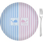 Striped w/ Whales Glass Appetizer / Dessert Plate 8" (Personalized)