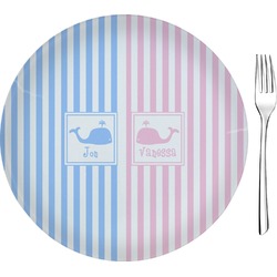 Striped w/ Whales Glass Appetizer / Dessert Plate 8" (Personalized)