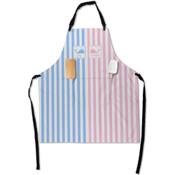 Striped w/ Whales Apron With Pockets w/ Multiple Names