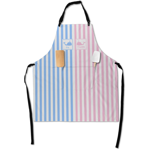Custom Striped w/ Whales Apron With Pockets w/ Multiple Names