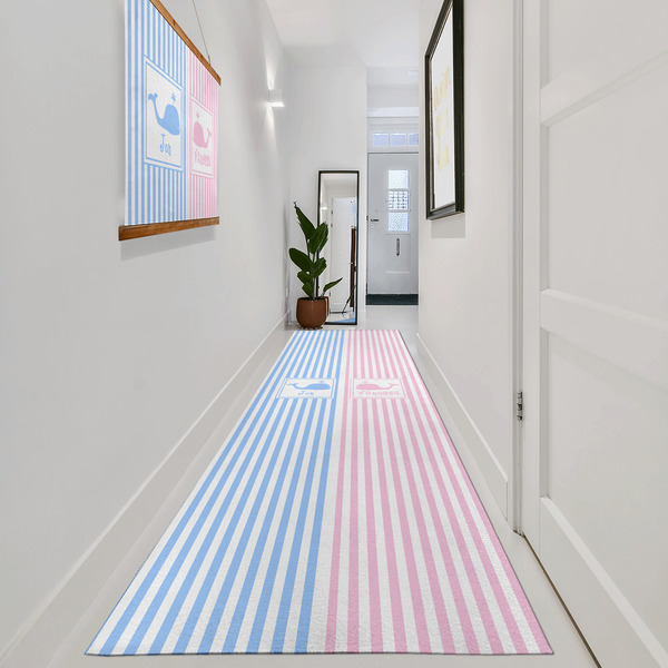 Striped w/ Whales Area Rug Sizes - In Context (vertical)