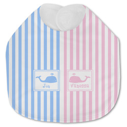 Striped w/ Whales Jersey Knit Baby Bib w/ Multiple Names