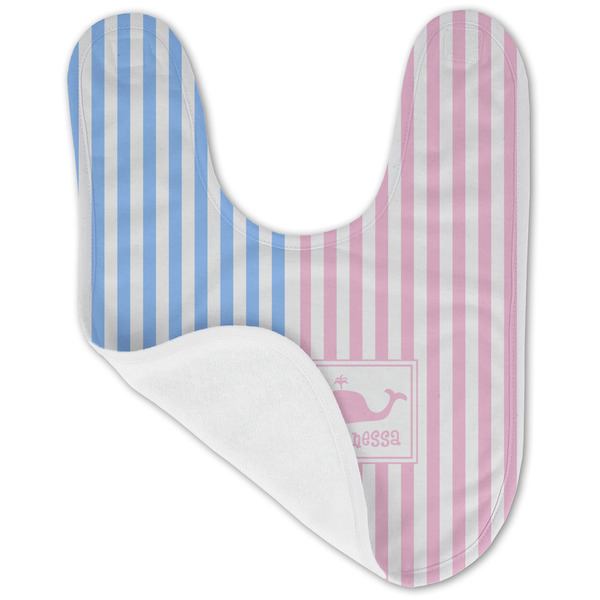 Striped w/ Whales Baby Bib - AFT folded