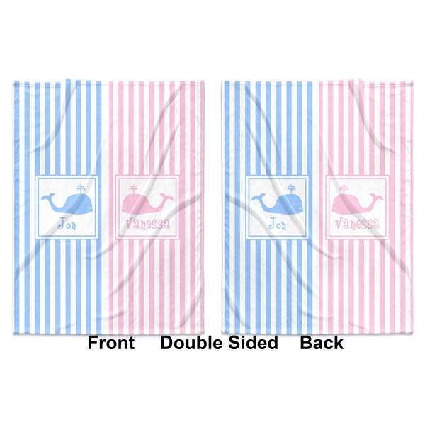 Striped w/ Whales Baby Blanket (Double Sided - Printed Front and Back)
