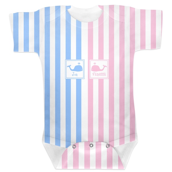 Custom Striped w/ Whales Baby Bodysuit 12-18 (Personalized)