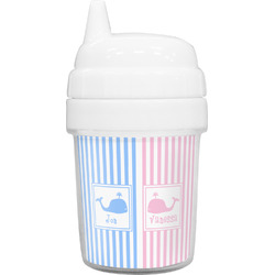 Striped w/ Whales Baby Sippy Cup (Personalized)