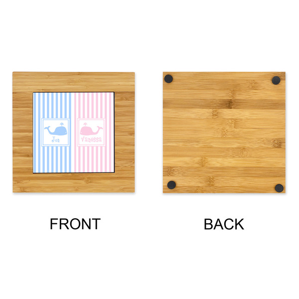 Striped w/ Whales Bamboo Trivet with 6" Tile - APPROVAL