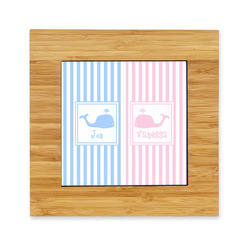 Striped w/ Whales Bamboo Trivet with Ceramic Tile Insert (Personalized)