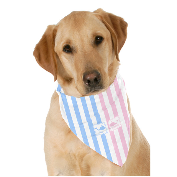 Custom Striped w/ Whales Dog Bandana Scarf w/ Multiple Names
