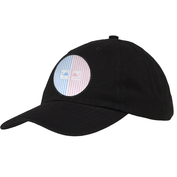 Custom Striped w/ Whales Baseball Cap - Black (Personalized)