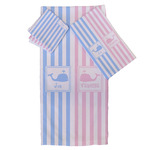 Striped w/ Whales Bath Towel Set - 3 Pcs (Personalized)