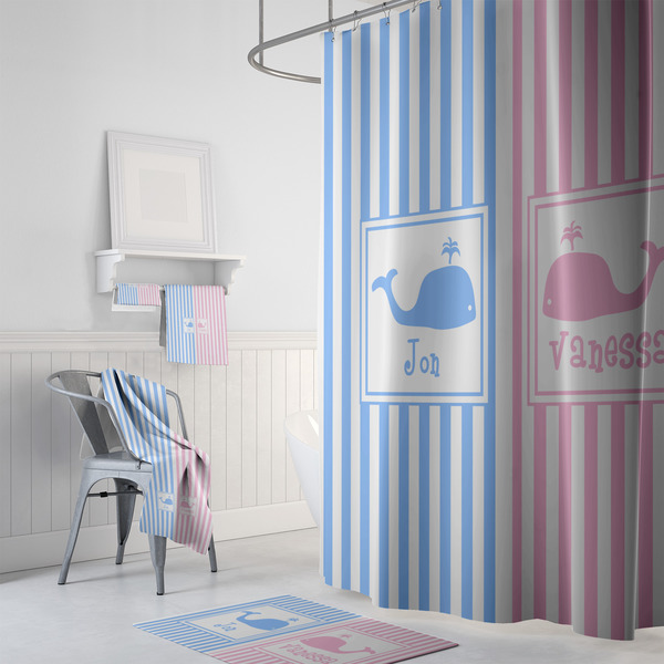 Striped w/ Whales Bath Towel Sets - 3-piece - In Context