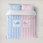 Striped w/ Whales Duvet Cover (Personalized)