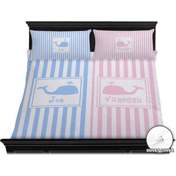 Striped w/ Whales Bedding Set (King) - Duvet