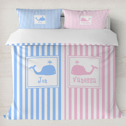 Striped w/ Whales Duvet Cover Set - King (Personalized)