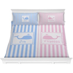 Striped w/ Whales Comforter Set - King (Personalized)
