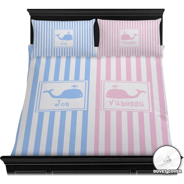 Striped w/ Whales Bedding Set (Queen) - Duvet