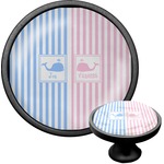 Striped w/ Whales Cabinet Knob (Black) (Personalized)