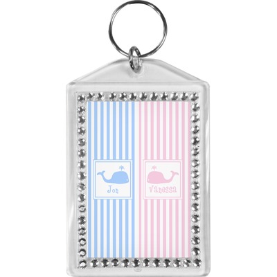 Striped w/ Whales Bling Keychain (Personalized)