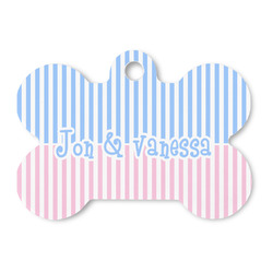 Striped w/ Whales Bone Shaped Dog ID Tag (Personalized)