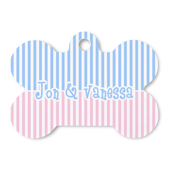 Custom Striped w/ Whales Bone Shaped Dog ID Tag (Personalized)