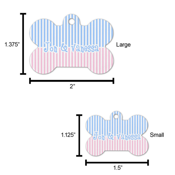Striped w/ Whales Bone Shaped Dog ID Tag - Large - Scale