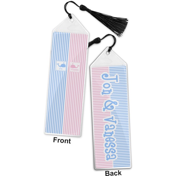 Striped w/ Whales Bookmark with tassel - Front and Back
