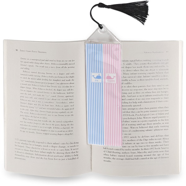 Striped w/ Whales Bookmark with tassel - In book