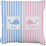 Striped w/ Whales Faux-Linen Throw Pillow 18" (Personalized)