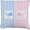 Striped w/ Whales Faux-Linen Throw Pillow 18" (Personalized)