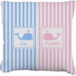 Striped w/ Whales Faux-Linen Throw Pillow 20" (Personalized)