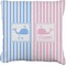 Striped w/ Whales Faux-Linen Throw Pillow 20" (Personalized)