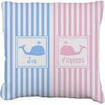 Striped w/ Whales Faux-Linen Throw Pillow 26" (Personalized)