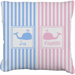 Striped w/ Whales Faux-Linen Throw Pillow 26" (Personalized)