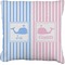 Striped w/ Whales Faux-Linen Throw Pillow (Personalized)