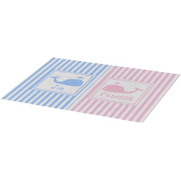 Striped w/ Whales Burlap Placemat (Angle View)